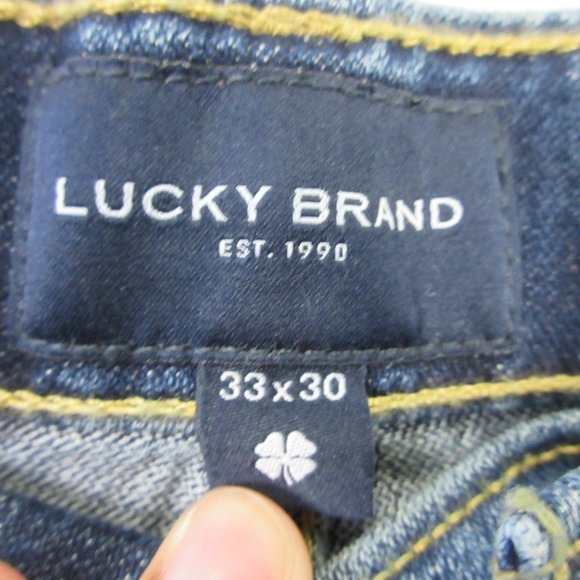 Lucky Brand 412 Athletic Slim Jeans Men 33x30 Blue Cotton Denim Distressed 710 - Picture 3 of 14